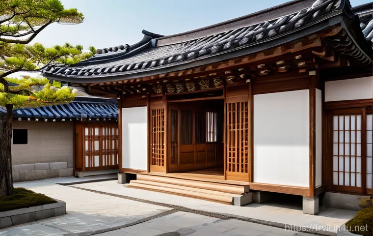 한옥의 장점 - **Prompt:** A serene interior of a traditional Korean Hanok house, bathed in soft, warm morning sunl...