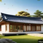 Home 23 전통주택의 종합적인 설계 - A traditional Korean house blending natural materials like wood, stone, and clay with modern insulat...